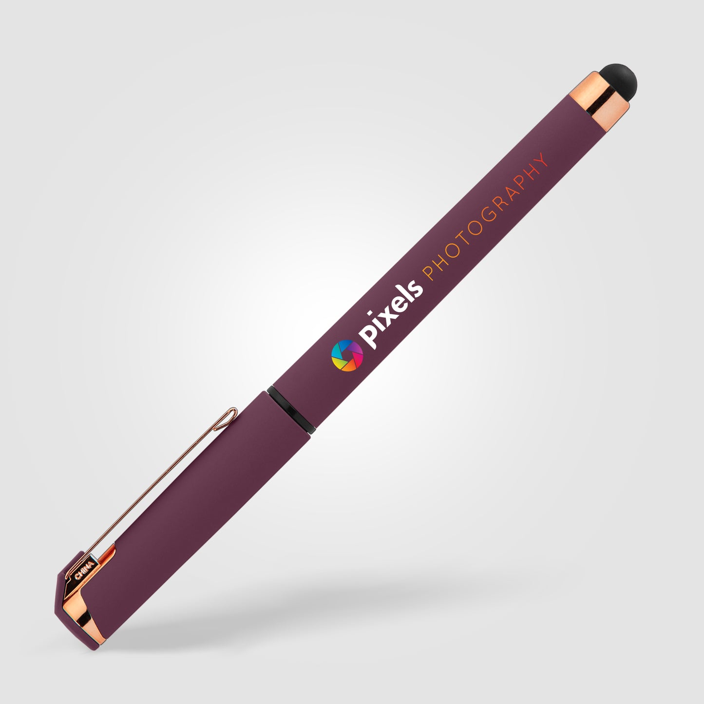 Purple (Barrel) Islander Softy Rose Gold Designer Gel Pen w/ Stylus