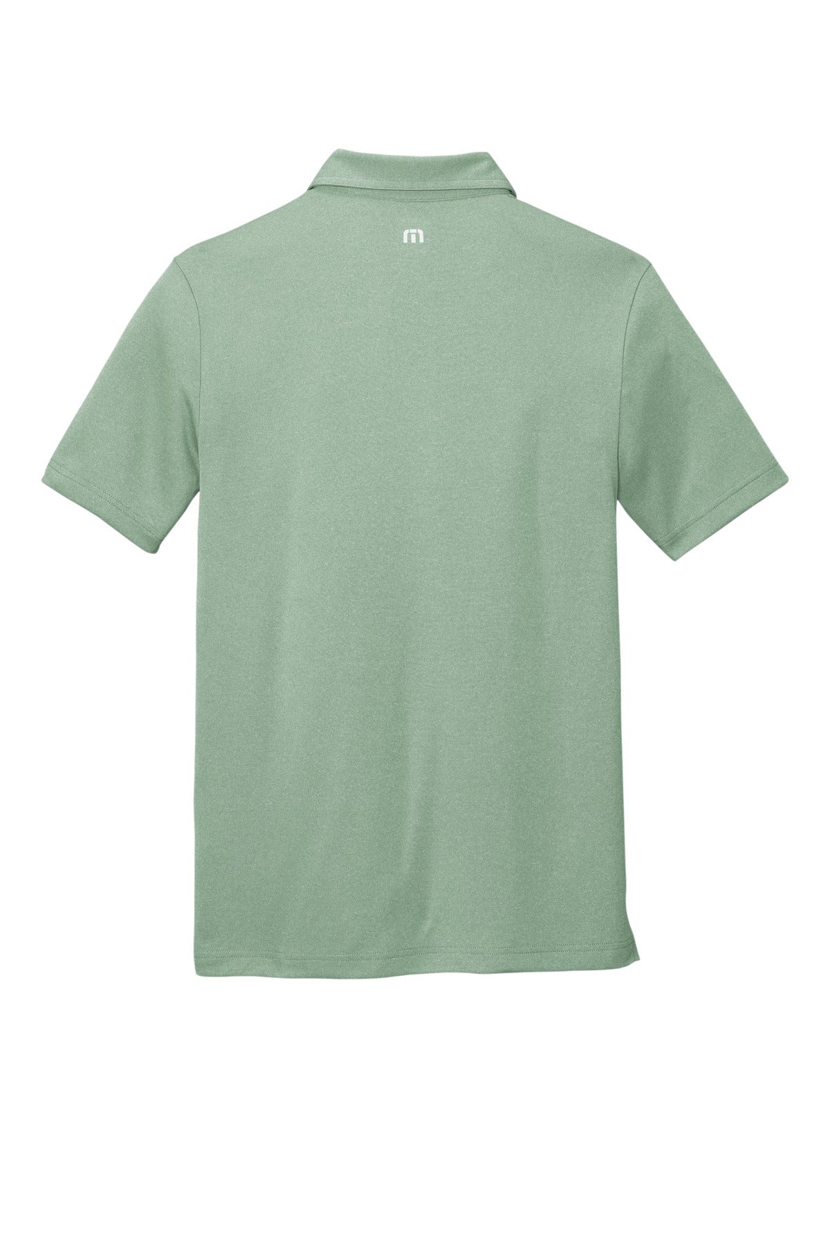 Rear View of BerylGrnHt TravisMathew Coto Performance Polo. TM1MU410