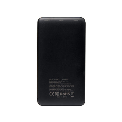 Rear View of BLACK 10,000 mAh Power Bank With Integrated Cables  grouped