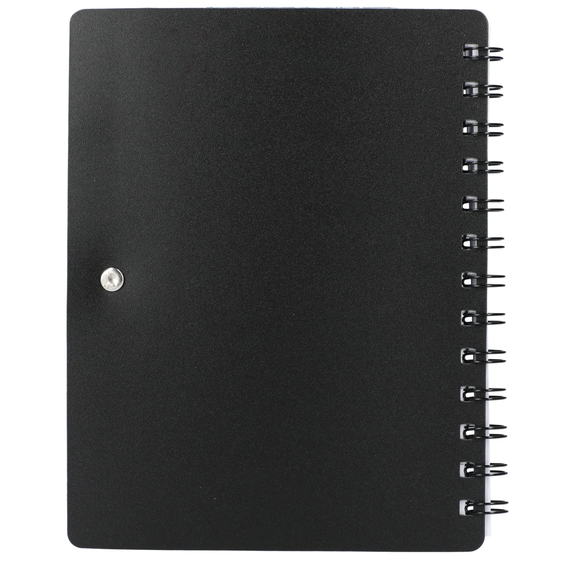 Rear View of Black 5" x 7" Recycled Pace Spiral Notebook w Pen plain