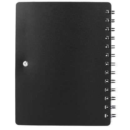 Rear View of Black 5" x 7" Recycled Pace Spiral Notebook w Pen plain