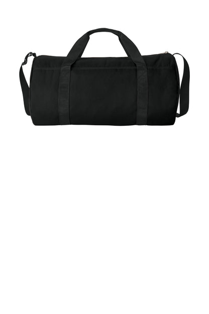 Rear View of Black Carhartt Canvas Packable Duffel with Pouch CTB0000564