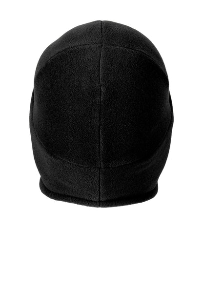 Rear View of Black Carhartt Fleece 2-In-1 Headwear. CTA202