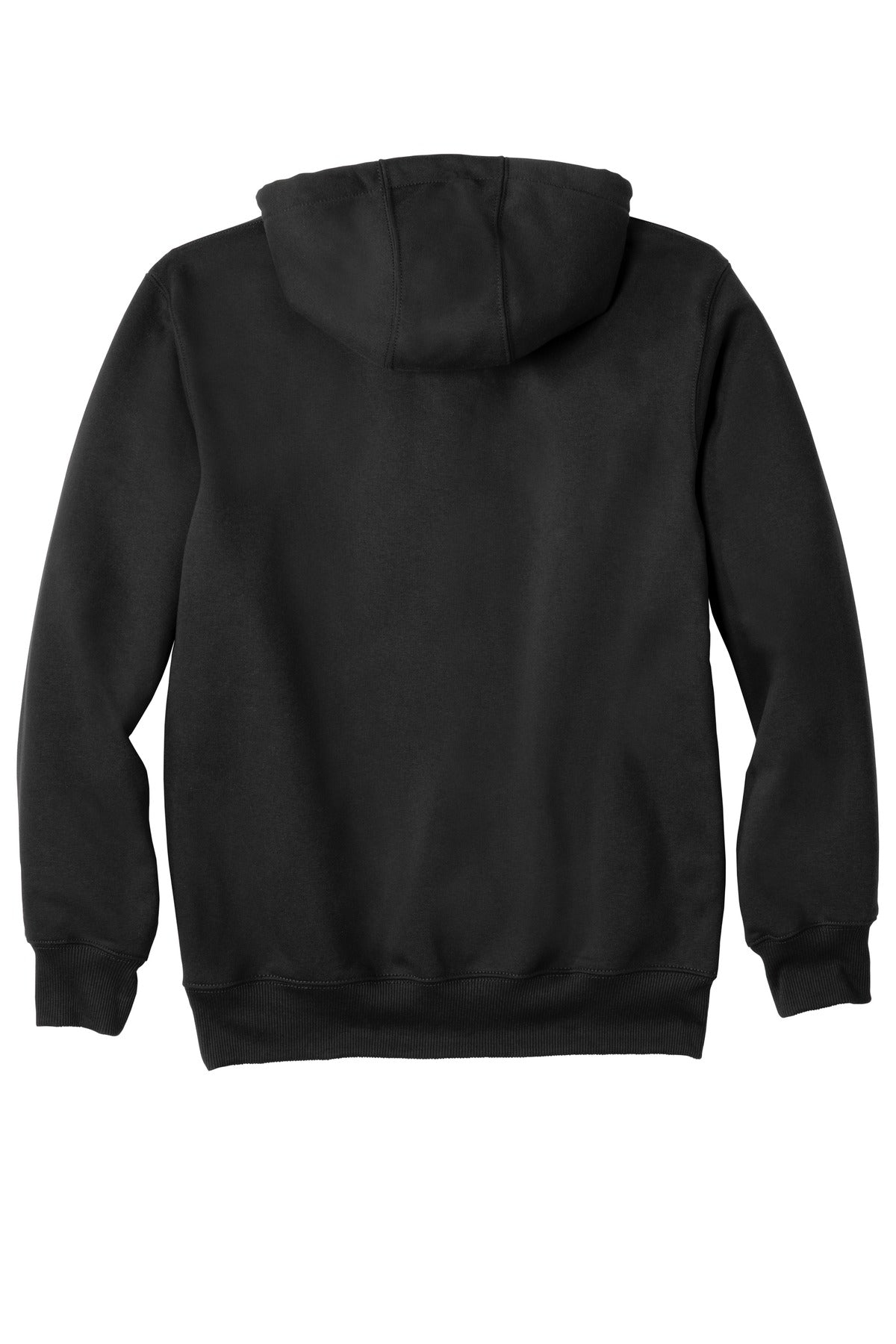 Rear View of Black Carhartt Rain Defender Paxton Heavyweight Hooded Sweatshirt. CT100615