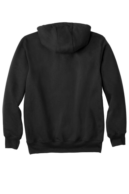Rear View of Black Carhartt Rain Defender Paxton Heavyweight Hooded Sweatshirt. CT100615