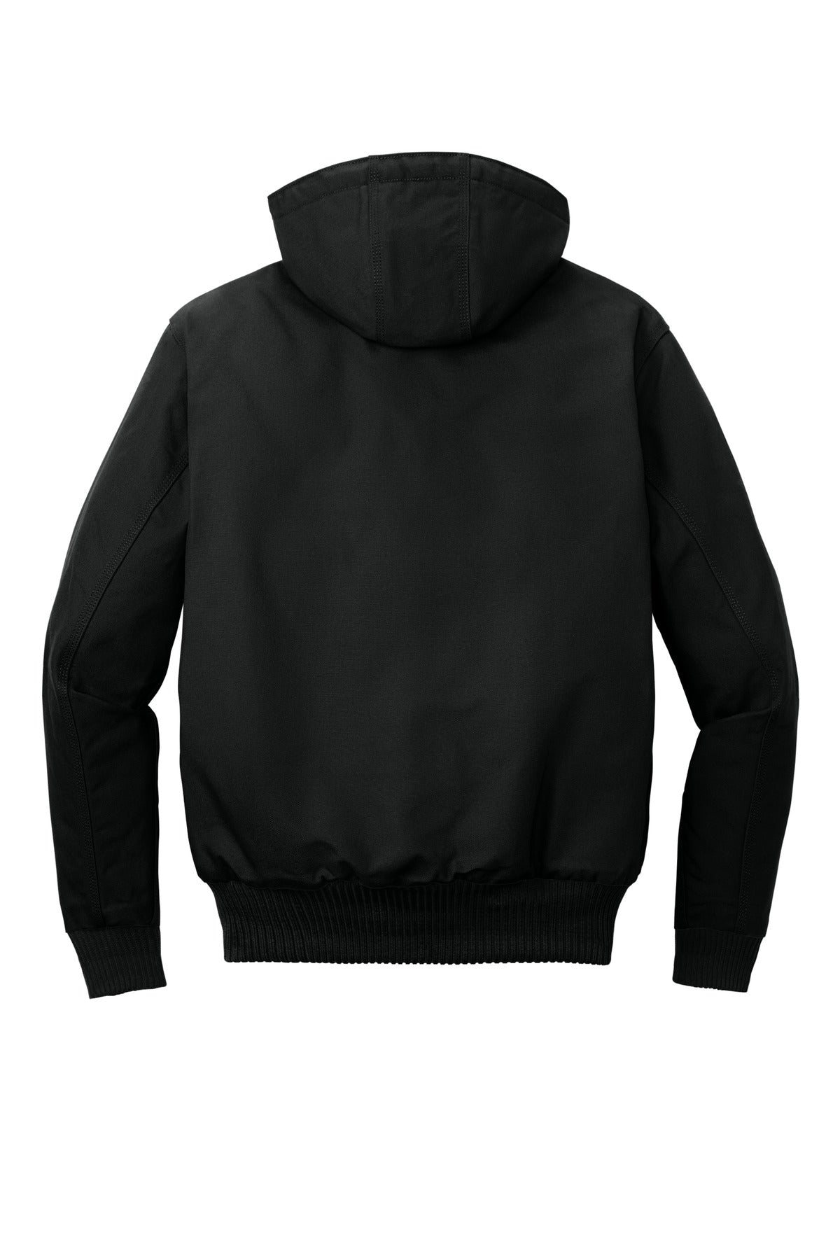 Rear View of Black Carhartt Tall Quilted-Flannel-Lined Duck Active Jac. CTT106677