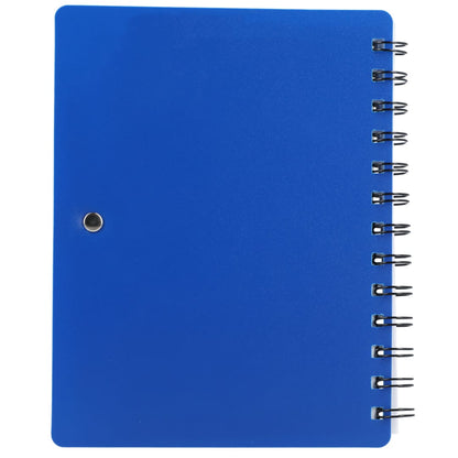 Rear View of Blue 5" x 7" Recycled Pace Spiral Notebook w Pen plain