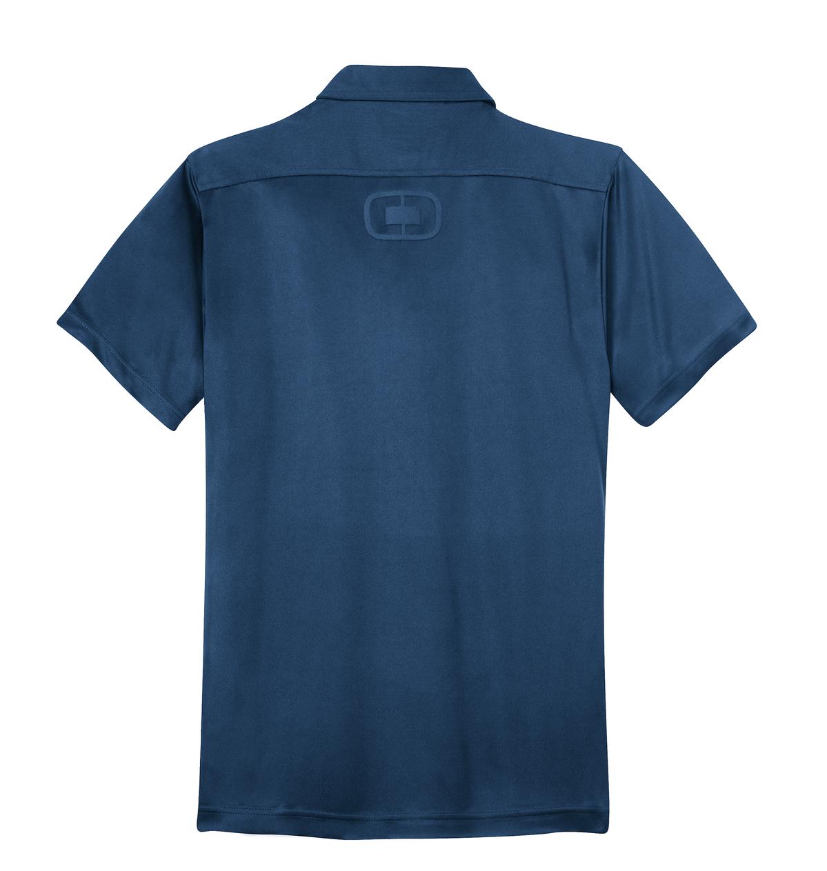 Rear View of Blue Indigo OGIO - Hybrid Polo. OG109