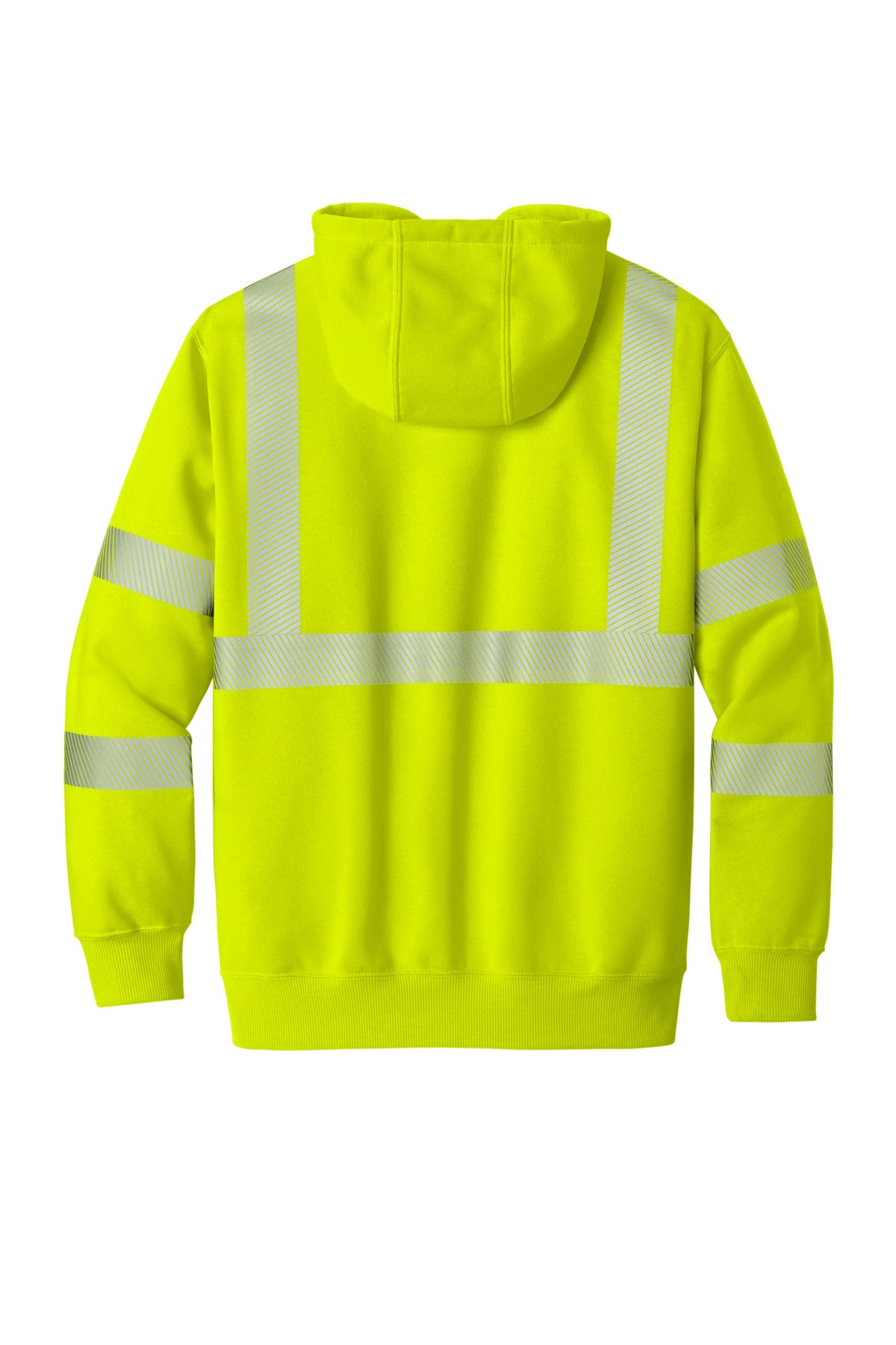 Rear View of BriteLime Carhartt ANSI 107 Class 3 Hooded Sweatshirt CT104987