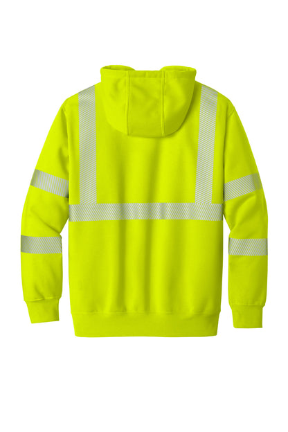 Rear View of BriteLime Carhartt ANSI 107 Class 3 Hooded Sweatshirt CT104987