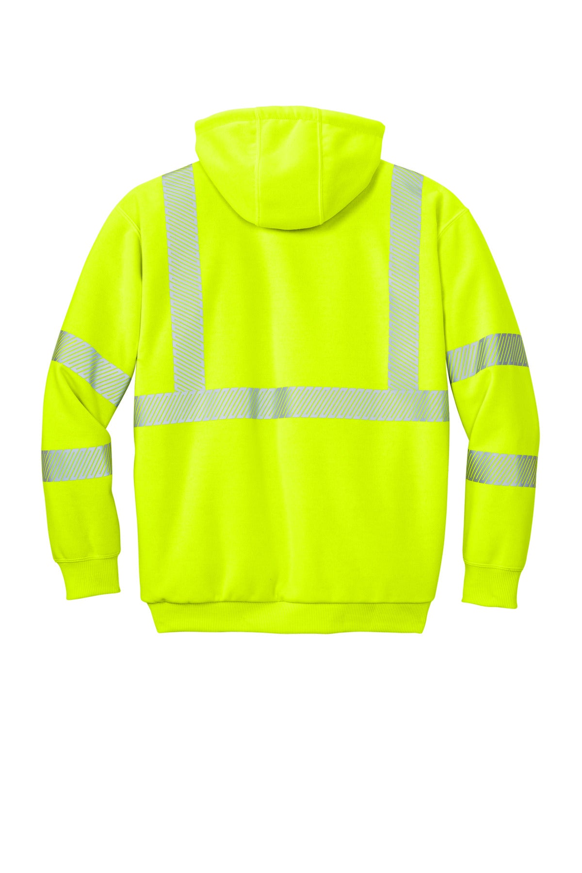 Rear View of BriteLime Carhartt ANSI 107 Class 3 Lined Full-Zip Sweatshirt CT104988