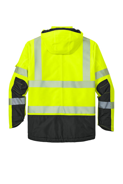 Rear View of BriteLime Carhartt ANSI 107 Class 3 Waterproof Heavyweight Insulated Jacket CT106694