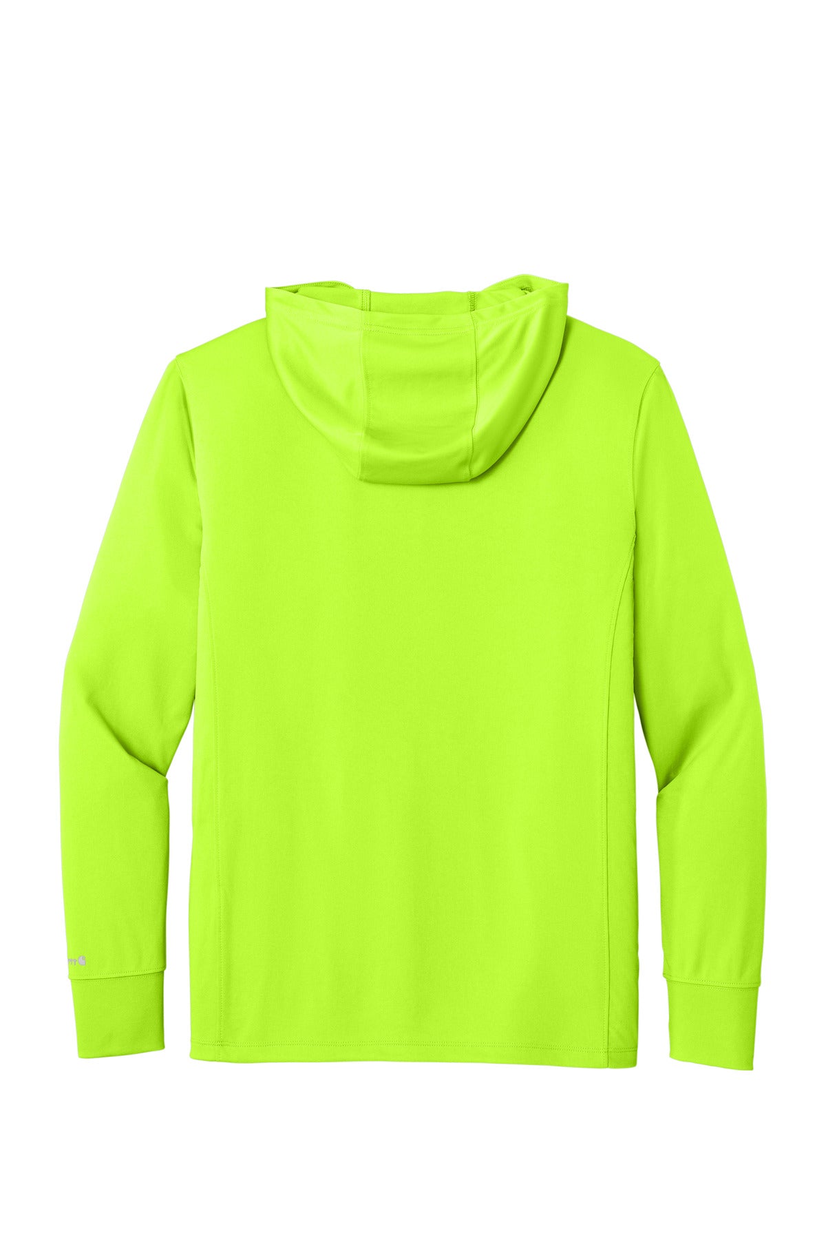 Rear View of BriteLime Carhartt Force Sun Defender Long Sleeve Hooded T-Shirt CT106923