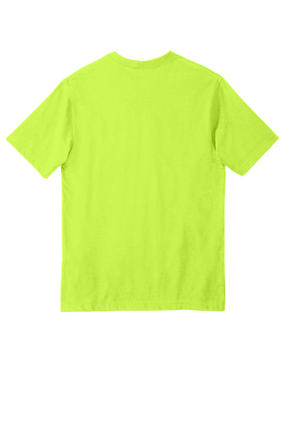 Rear View of BriteLime Carhartt Workwear Pocket Short Sleeve T-Shirt. CTK87