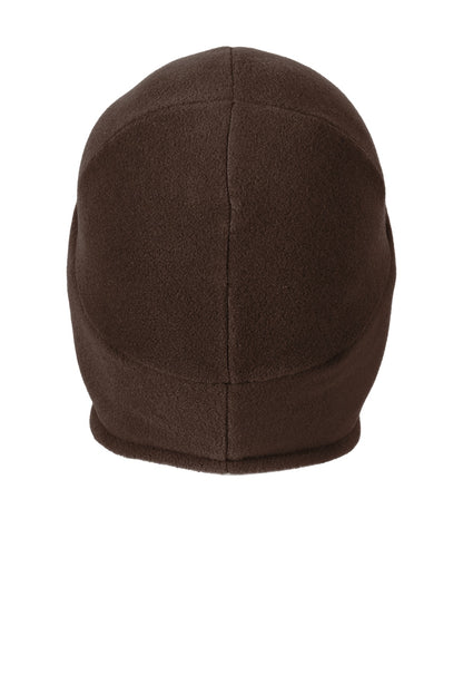 Rear View of Dark Brown Carhartt Fleece 2-In-1 Headwear. CTA202