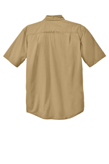 Rear View of DarkKhaki Carhartt Force Solid Short Sleeve Shirt CT105292
