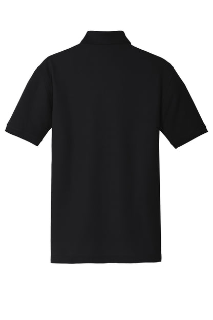 Rear View of Deep Black Port Authority Core Classic Pique Pocket Polo. K100P