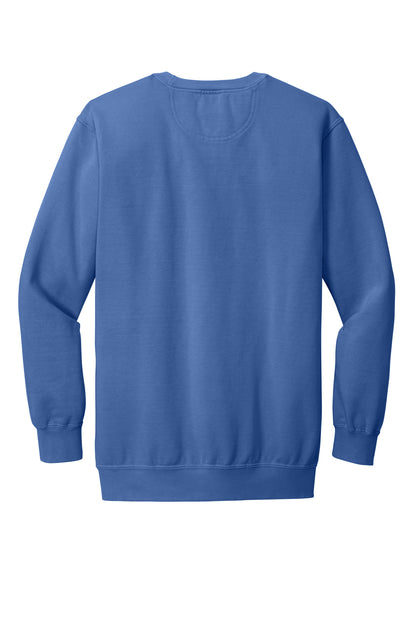 Rear View of Flo Blue COMFORT COLORS Ring Spun Crewneck Sweatshirt. 1566