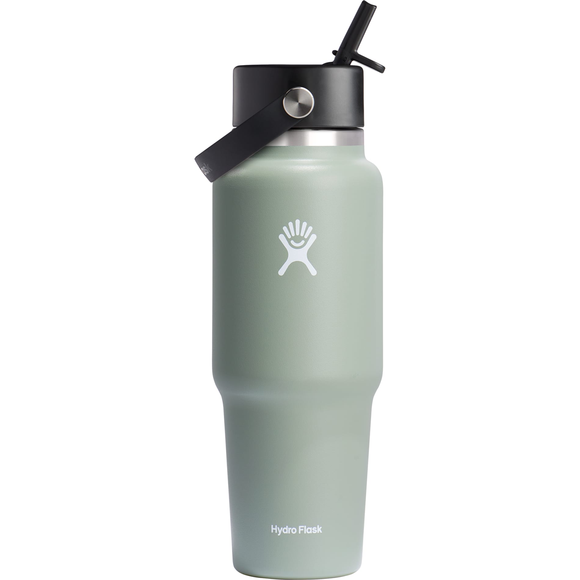 Rear View of Green Hydro Flask® Travel Bottle w/ Flex Straw Cap 32oz
