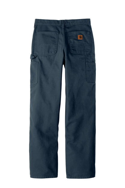 Rear View of Midnight Carhartt Washed-Duck Work Dungaree. CTB11