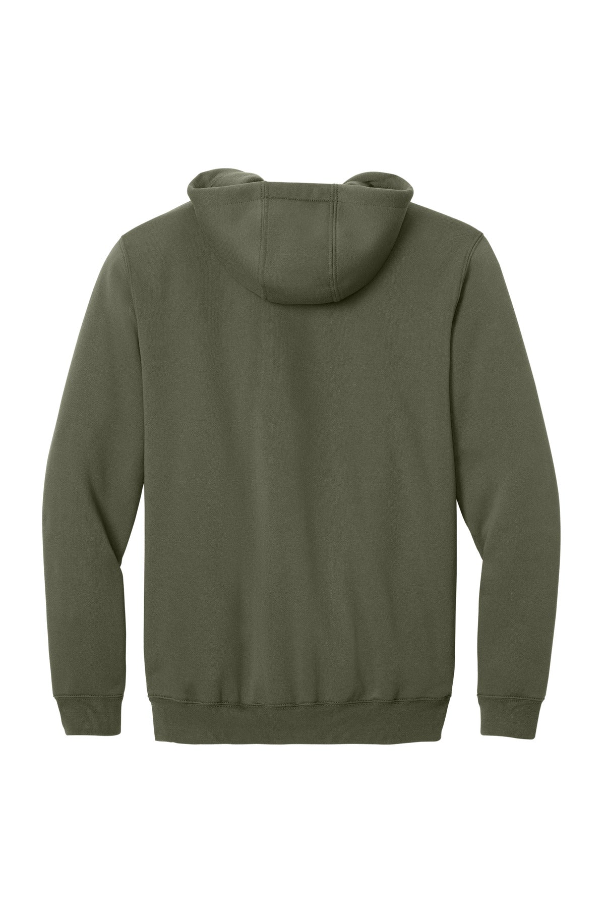 Rear View of Moss Carhartt Midweight Hooded Zip-Front Sweatshirt. CTK122
