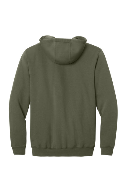 Rear View of Moss Carhartt Midweight Hooded Zip-Front Sweatshirt. CTK122