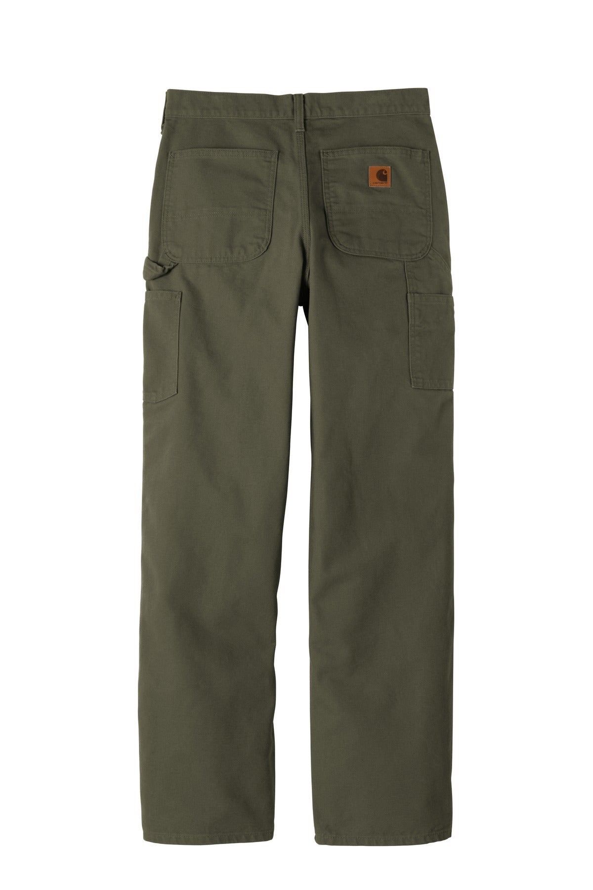 Rear View of Moss Carhartt Washed-Duck Work Dungaree. CTB11