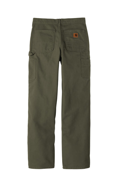 Rear View of Moss Carhartt Washed-Duck Work Dungaree. CTB11