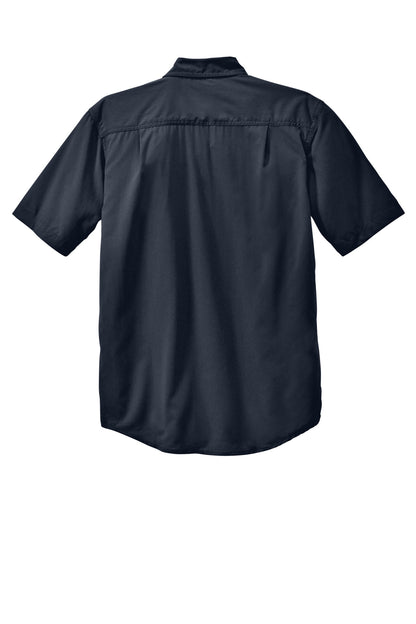 Rear View of Navy Carhartt Force Solid Short Sleeve Shirt CT105292