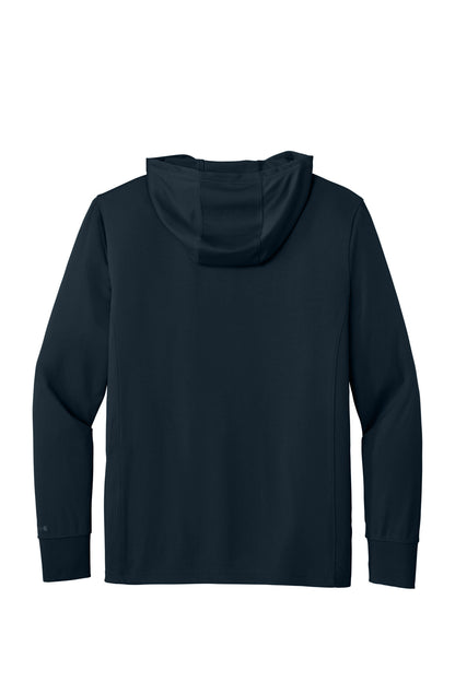 Rear View of Navy Carhartt Force Sun Defender Long Sleeve Hooded T-Shirt CT106923