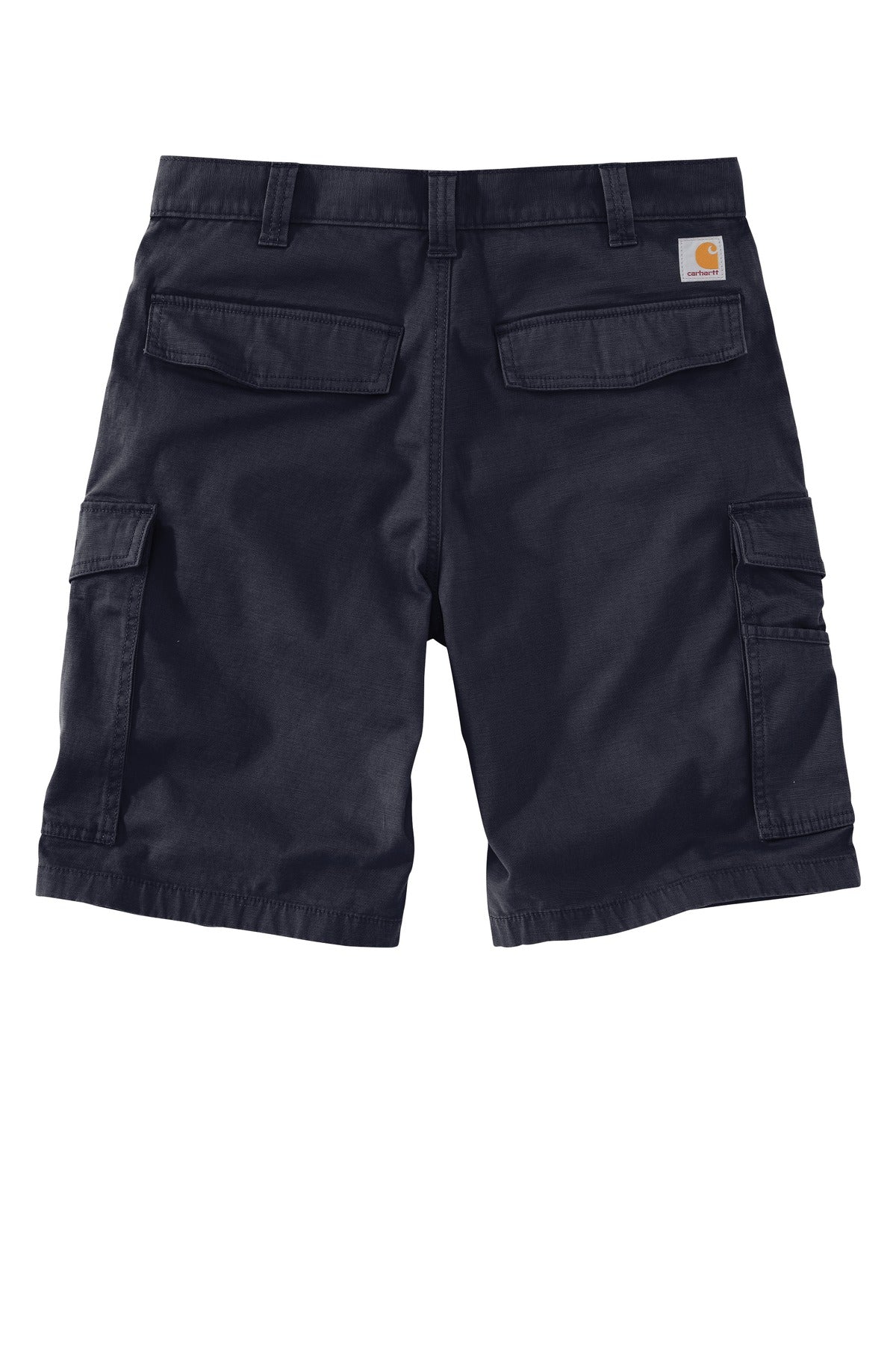 Rear View of Navy Carhartt Rugged Flex Rigby Cargo Short CT103542