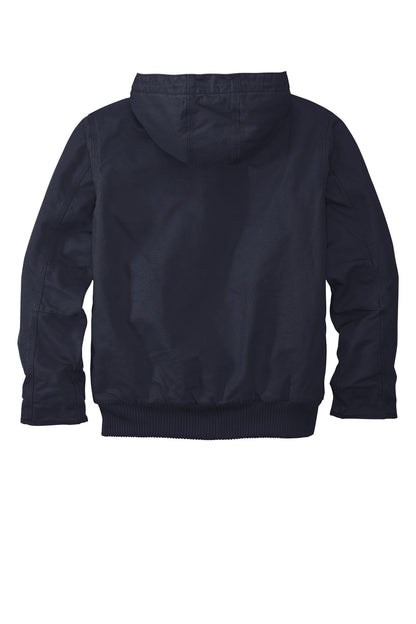 Rear View of Navy Carhartt Tall Washed Duck Active Jac. CTT104050