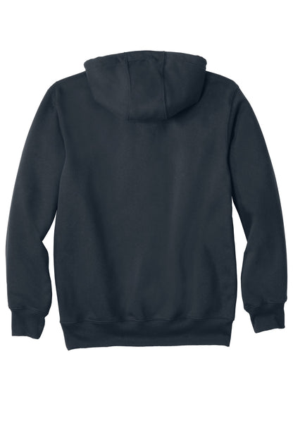 Rear View of New Navy Carhartt Rain Defender Paxton Heavyweight Hooded Sweatshirt. CT100615