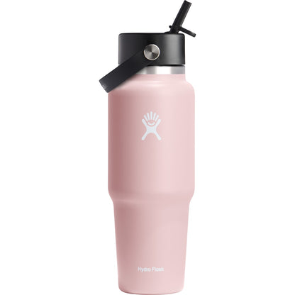 Rear View of Pink Hydro Flask® Travel Bottle w/ Flex Straw Cap 32oz