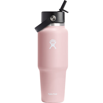 Rear View of Pink Hydro Flask® Travel Bottle w/ Flex Straw Cap 32oz