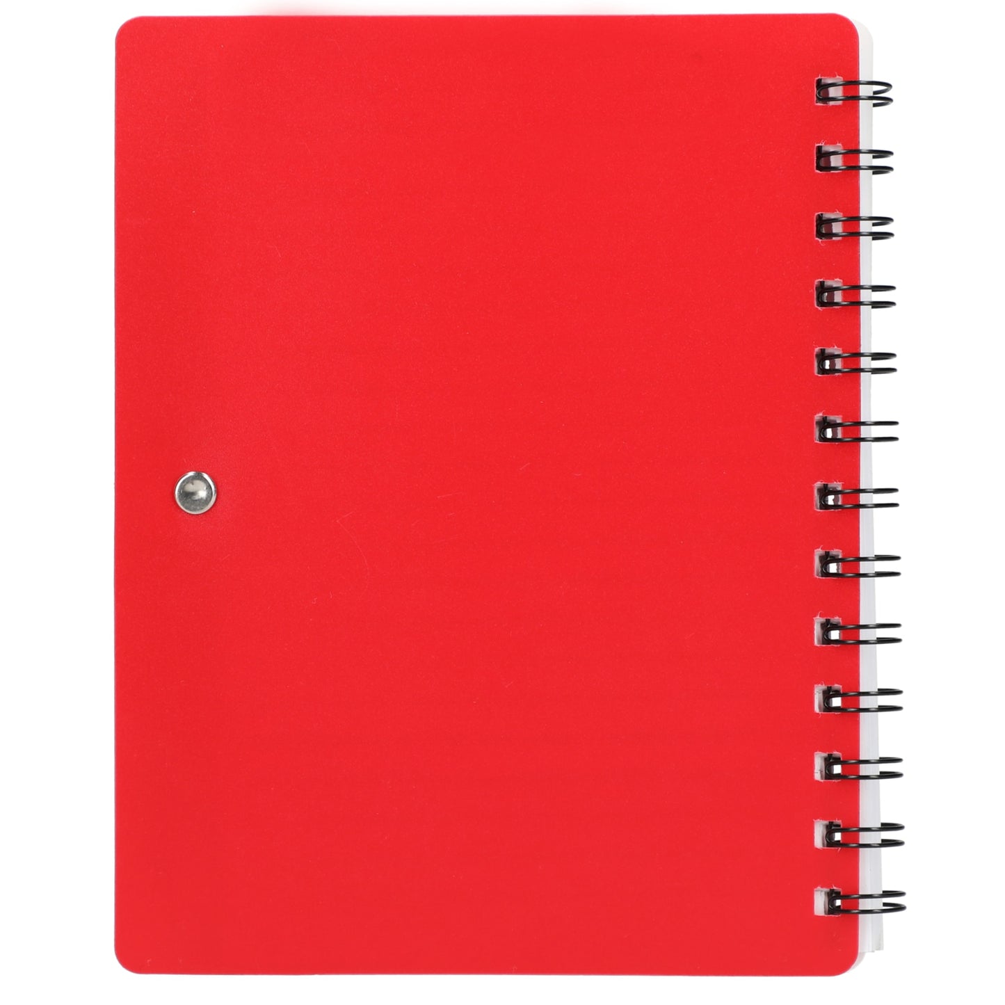 Rear View of Red 5" x 7" Recycled Pace Spiral Notebook w Pen plain