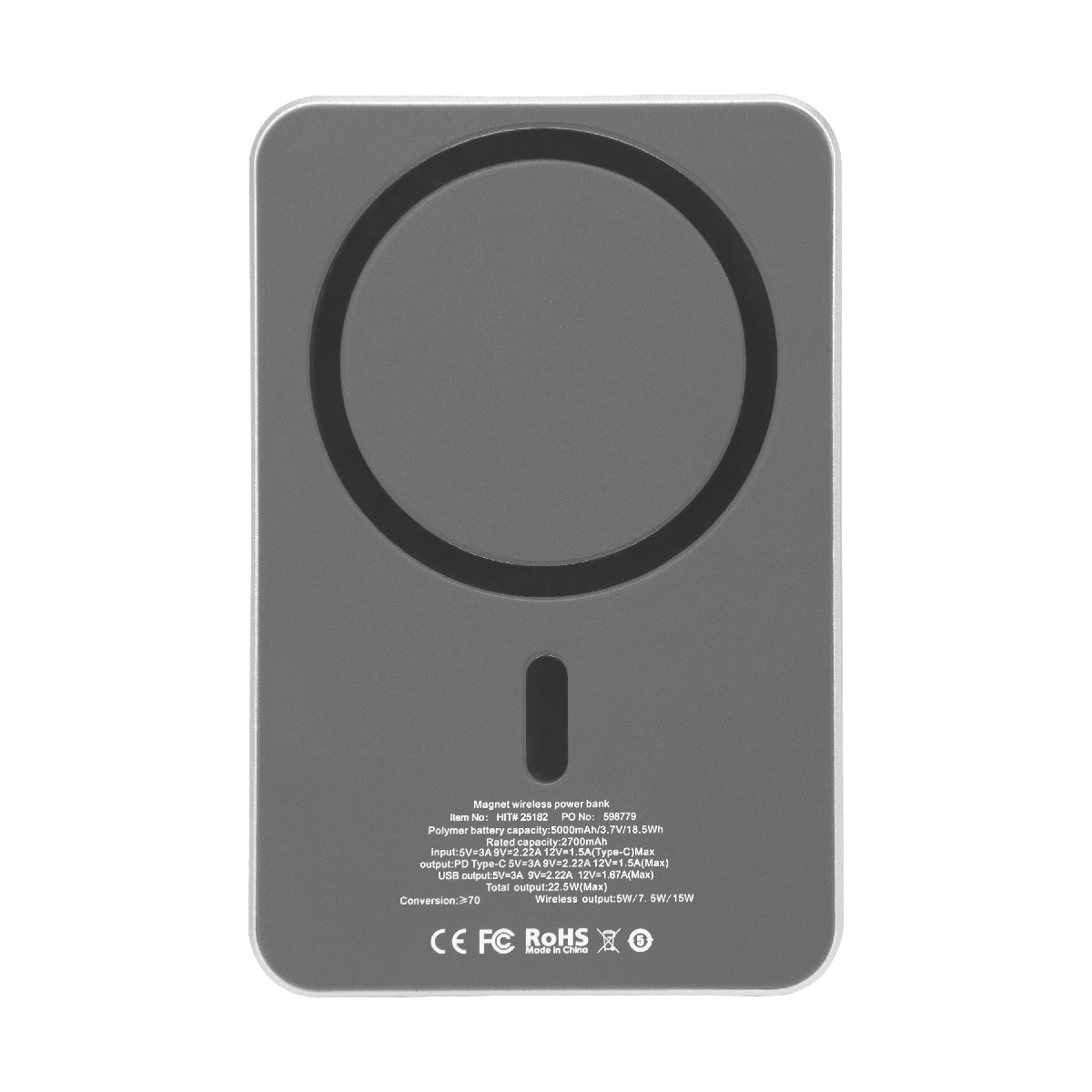 Rear View of SILVER 15W Mag Max Power Bank  grouped