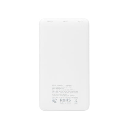 Rear View of WHITE 10,000 mAh Power Bank With Integrated Cables  grouped
