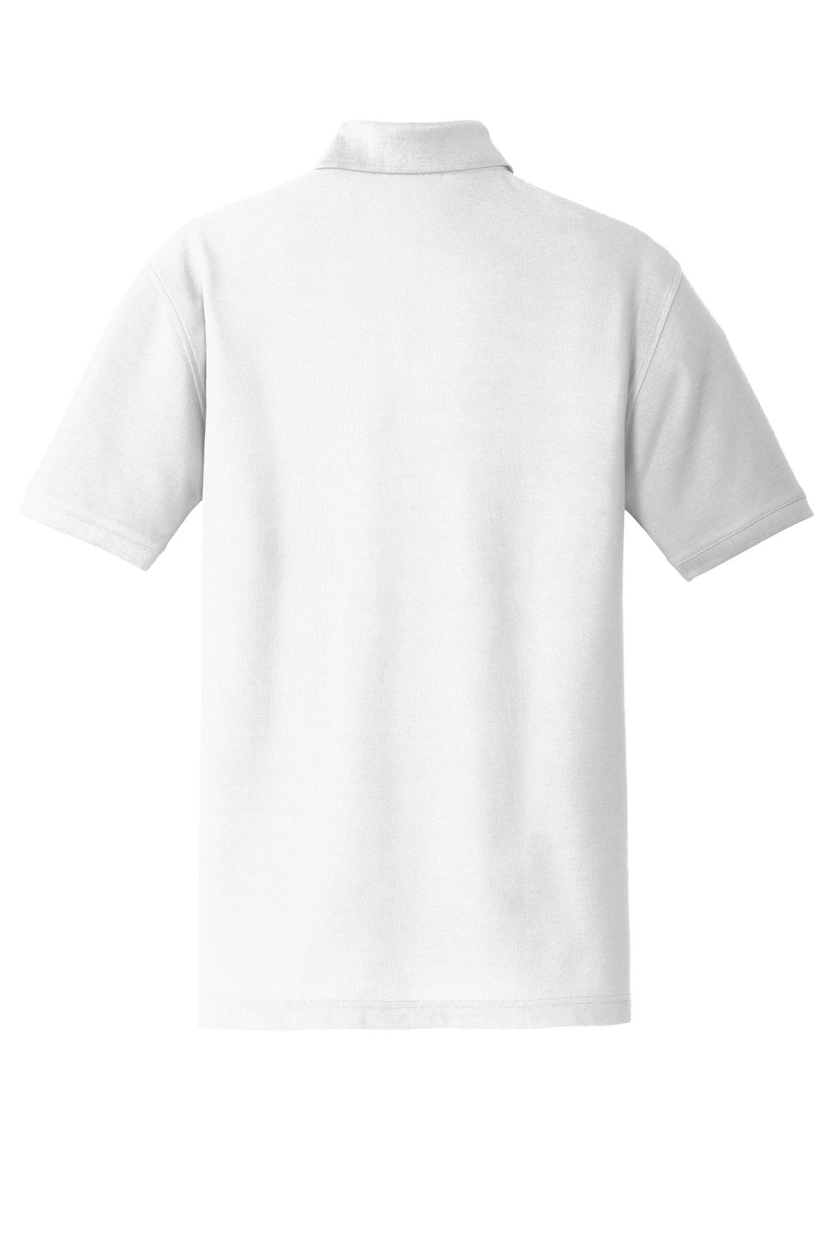 Rear View of White Port Authority Core Classic Pique Pocket Polo. K100P