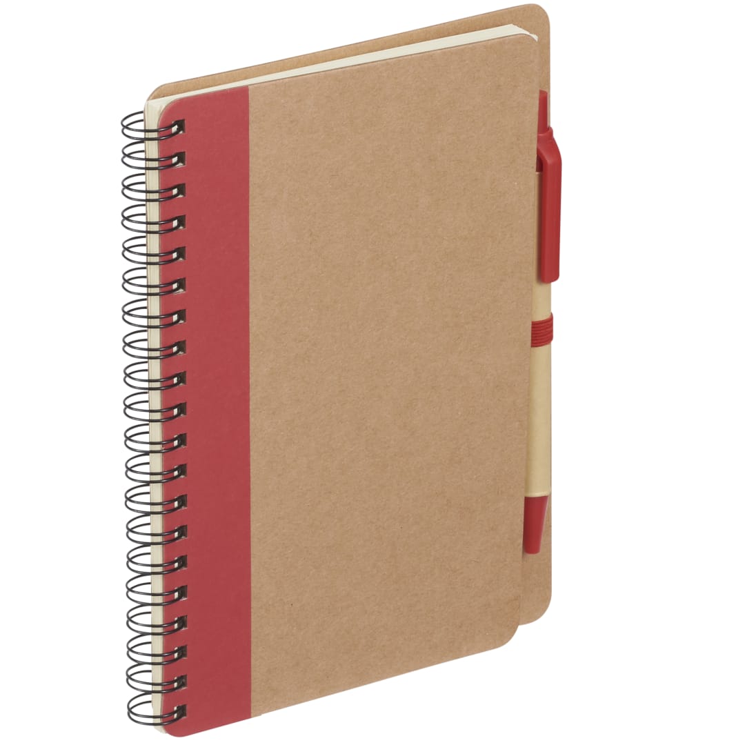 Red 5" x 7" FSC® Mix Eco Spiral Notebook with Pen plain