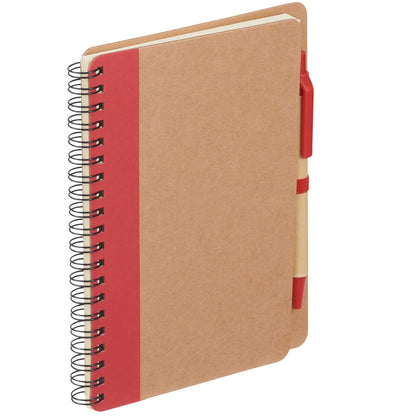 Red 5" x 7" FSC® Mix Eco Spiral Notebook with Pen plain