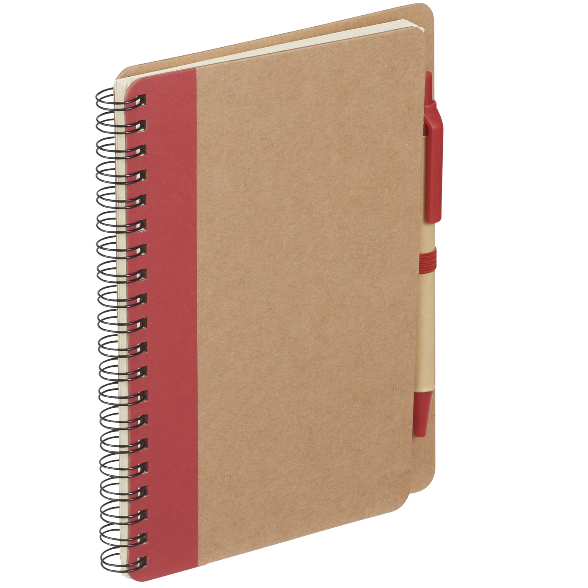 Red 5" x 7" FSC® Mix Eco Spiral Notebook with Pen plain