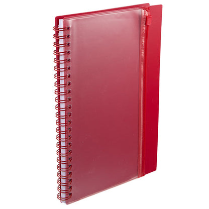 Red 5.5" x 8.5" Spiral Notebook with Clear Pocket plain
