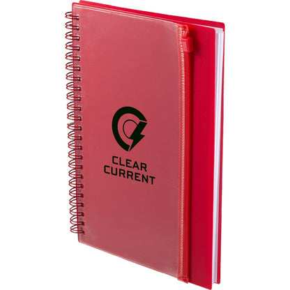 Red 5.5" x 8.5" Spiral Notebook with Clear Pocket
