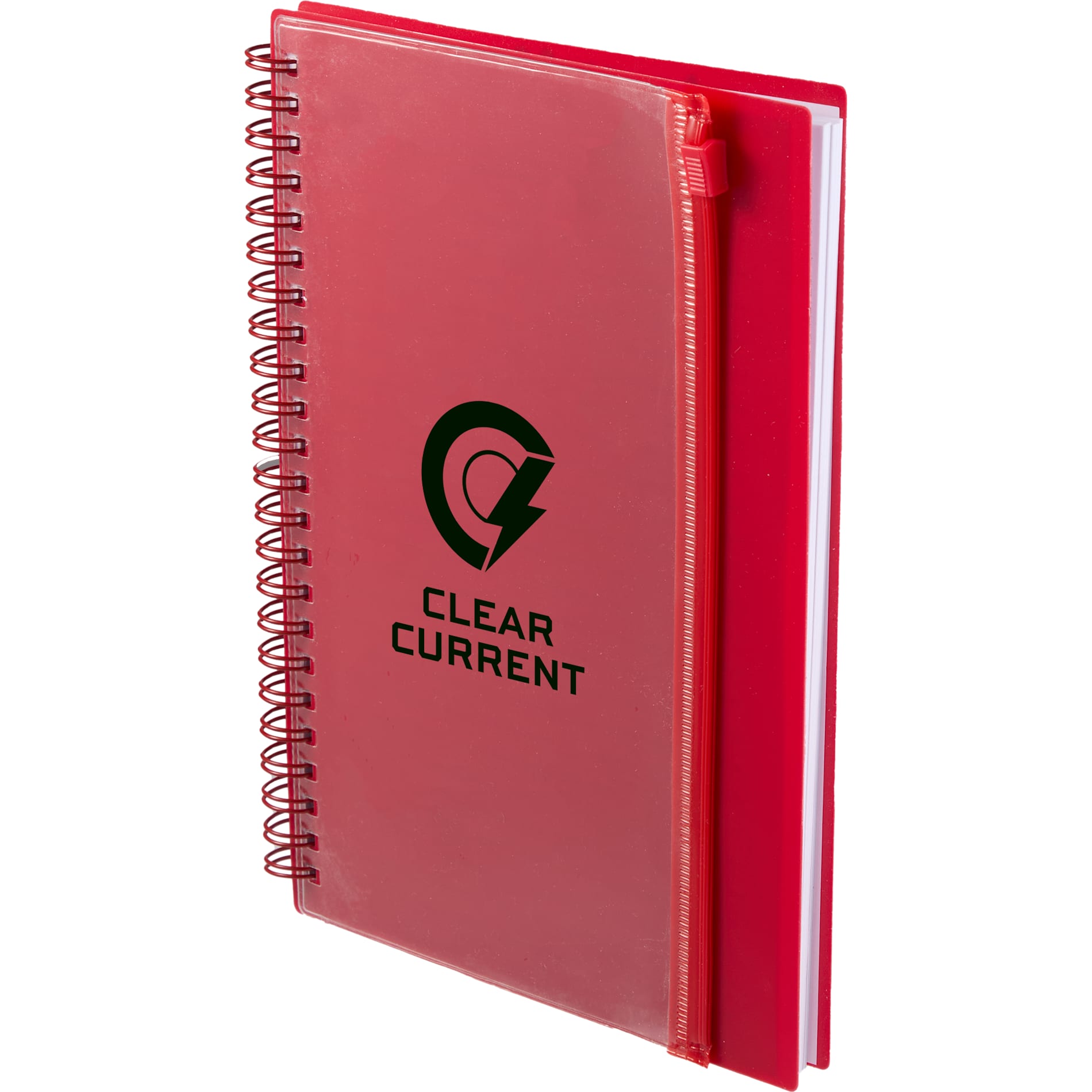 Red 5.5" x 8.5" Spiral Notebook with Clear Pocket