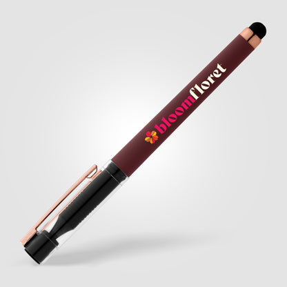 Red (Barrel) Kappa Softy Rose Gold Gel Pen w/ Stylus