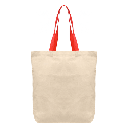 Red (Handle) Tonga - 5 oz. Natural Cotton Tote w/ Color Straps plain