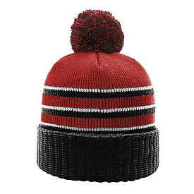 RED/BLACK/WHITE Richardson Stripe Pom Baenie