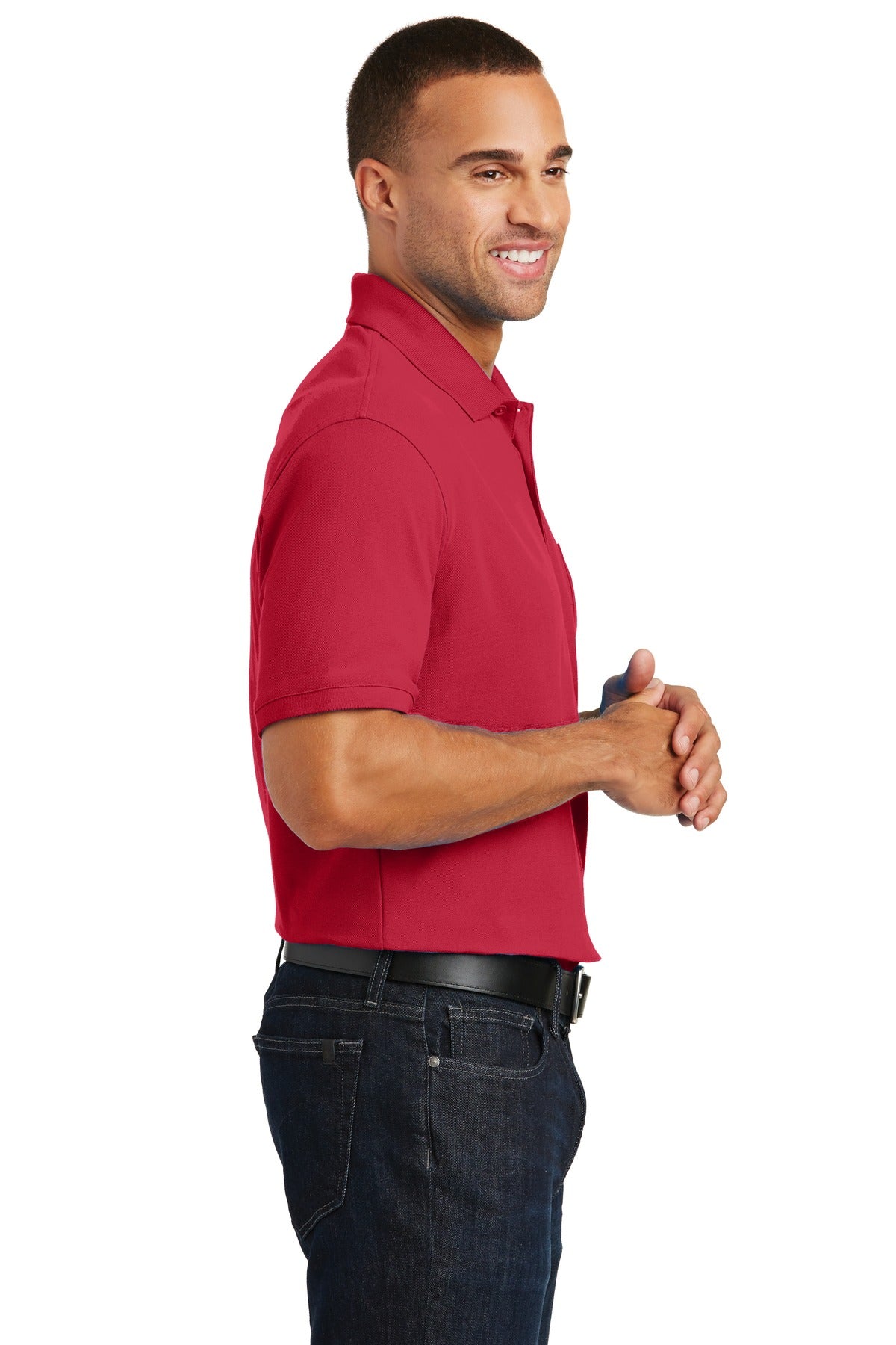 Rich Red Port Authority Core Classic Pique Pocket Polo. K100P