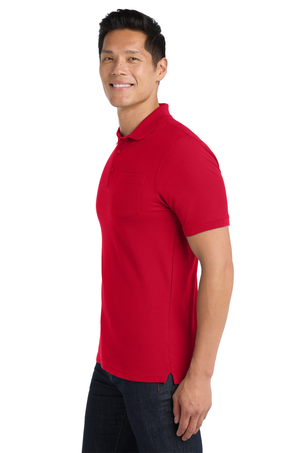 Rich Red Port Authority Core Classic Pique Pocket Polo. K100P